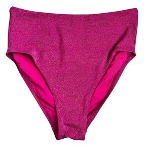 LANDS END NWOT! Women’s High Waisted Bikini Bottoms Bright Magenta Shine 8